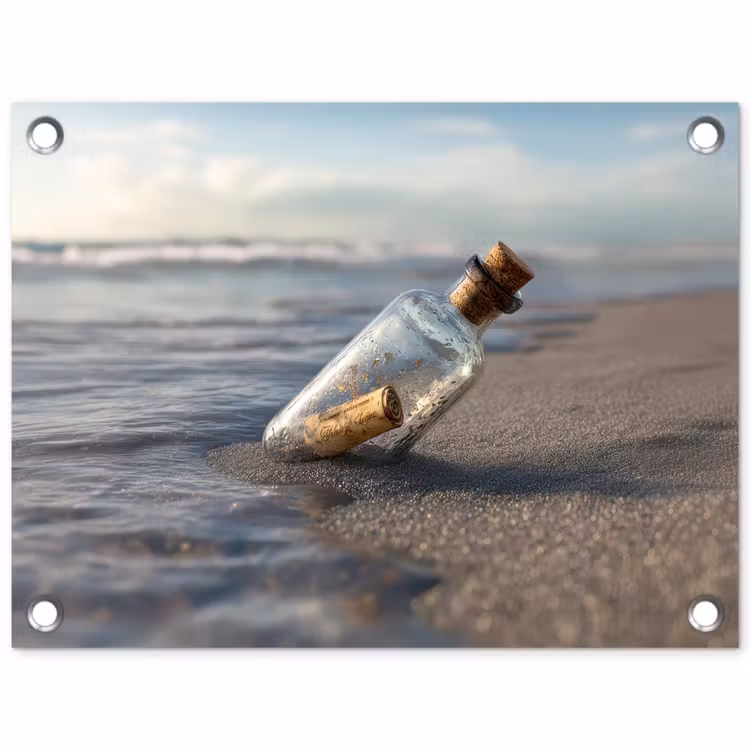 Tuinposter - Glazenfles - Post - Zee - Zand — 1