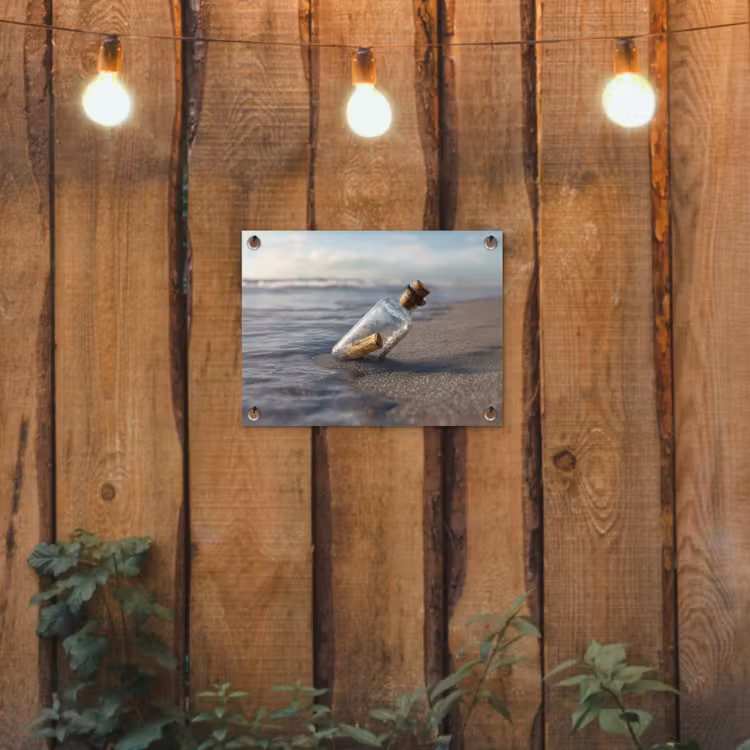 Tuinposter - Glazenfles - Post - Zee - Zand — 2