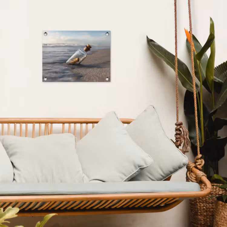 Tuinposter - Glazenfles - Post - Zee - Zand — 5