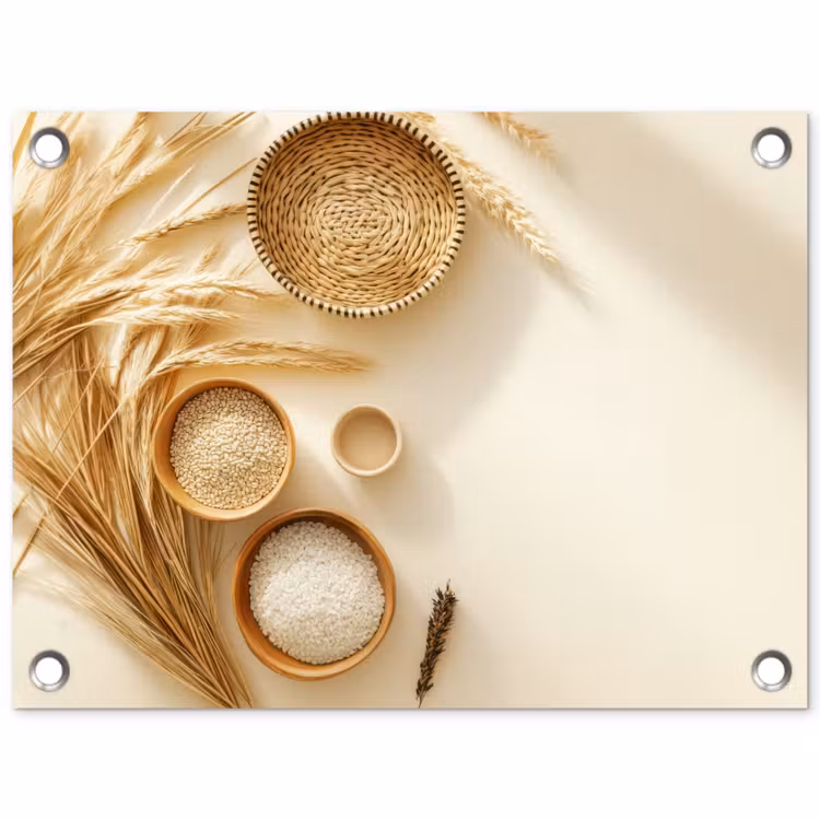 Tuinposter - Granen - Hout - Kom - Beige — 1