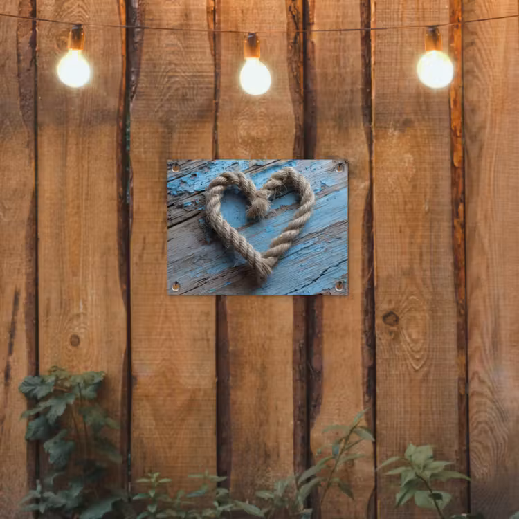 Tuinposter - Hart - Touw - Hout - Rustiek — 2