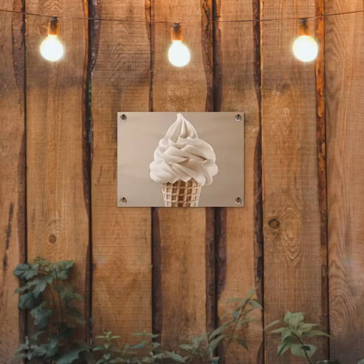 Tuinposter - IJs - Softijs - Romig - Hoorntje - Beige — 2