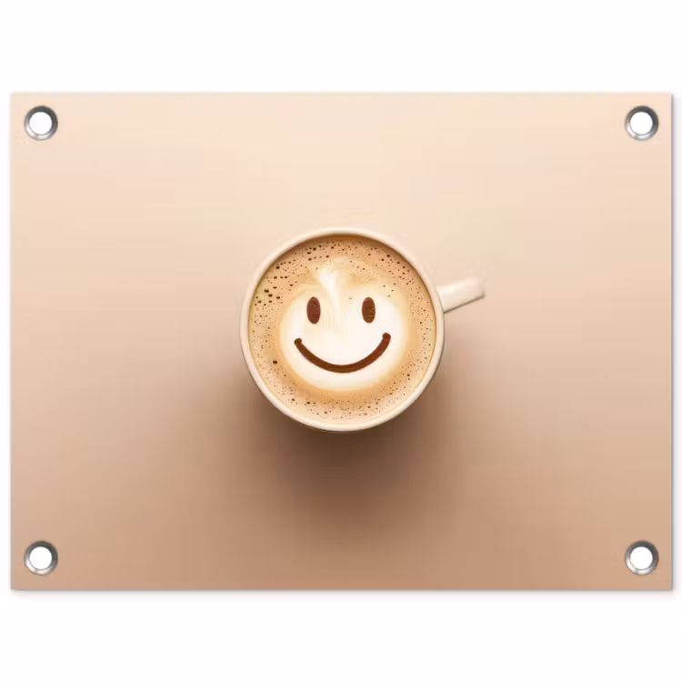 Tuinposter - Koffie - Melkschuim - Lach - Beige — 1