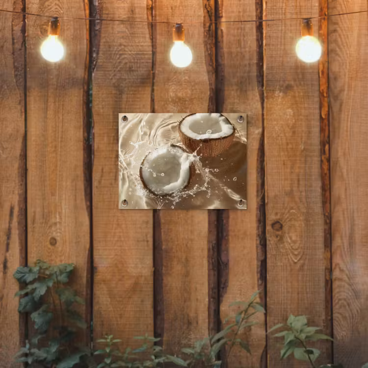 Tuinposter - Kokosnoot - Water - Beige - Spetters — 2