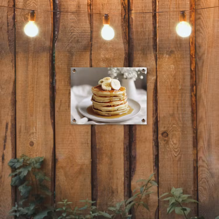 Tuinposter - Pannenkoeken - Banaan - Siroop - Wit - Beige — 2