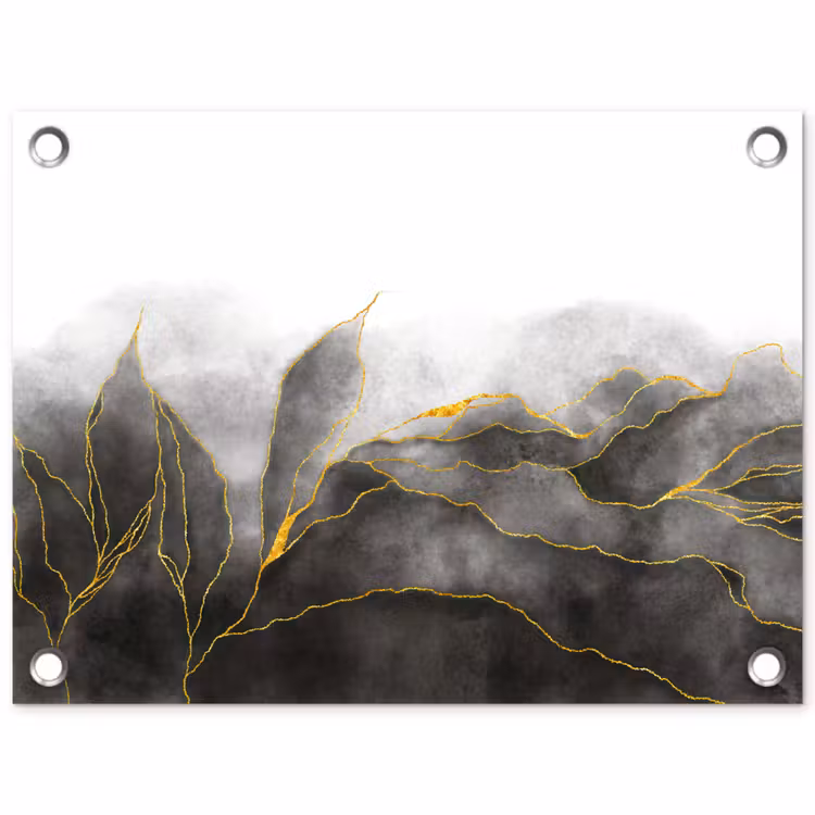 Tuinposter - Marmer - Zwart - Goud - Luxe - Marmerlook — 1