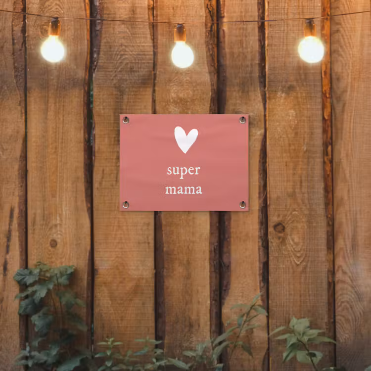 Tuinposter - Presentje voor Moederdag super mama roze/wit — 2