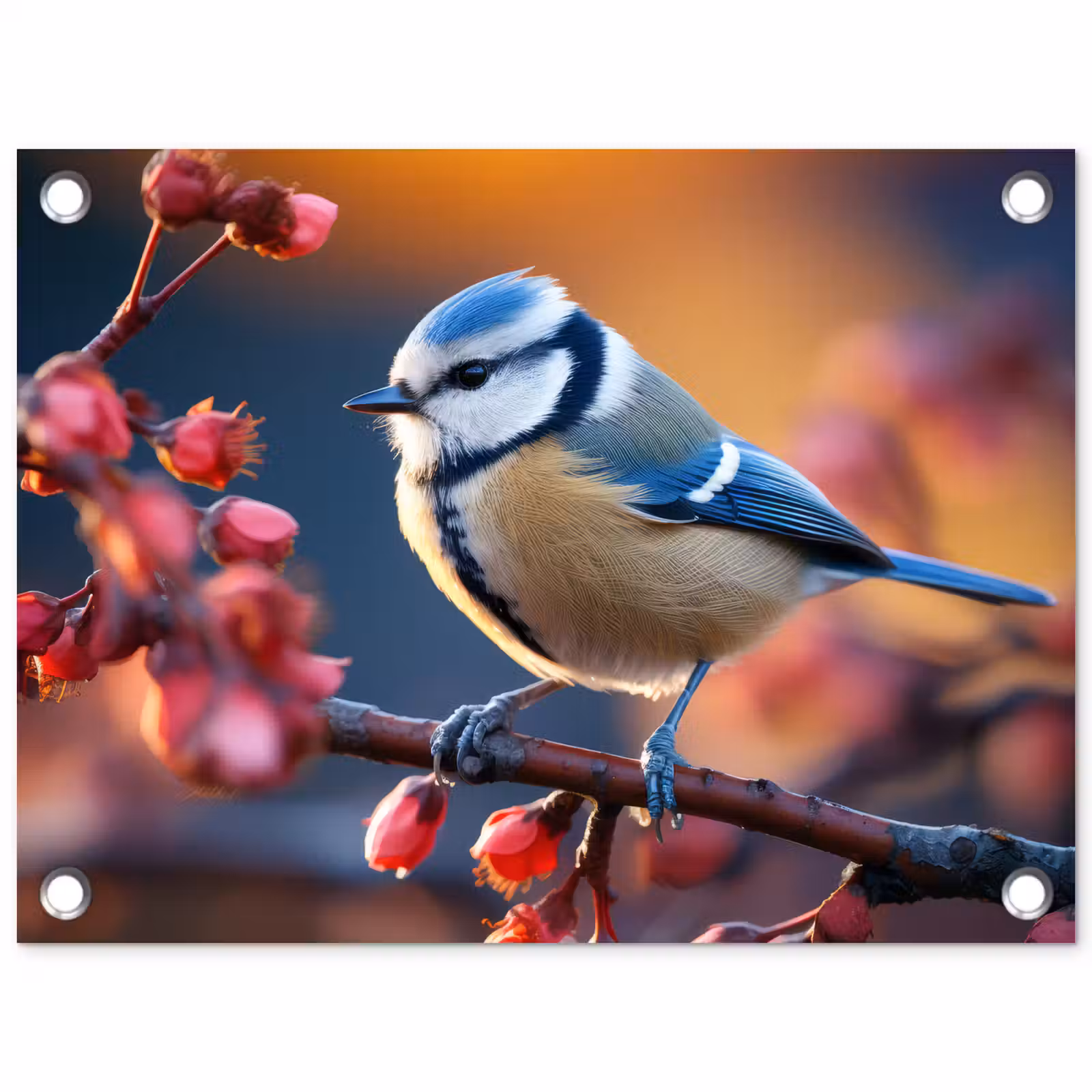 Tuinposter - Pimpelmees bij Bloesems — 1