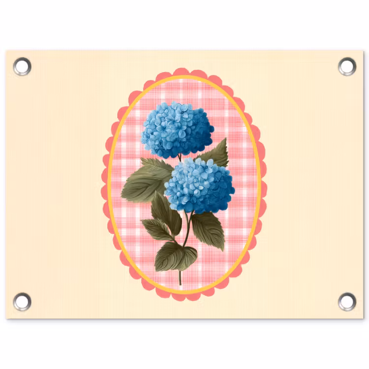 Tuinposter - Bloemen - Blauw - Lijst - Bladeren — 1