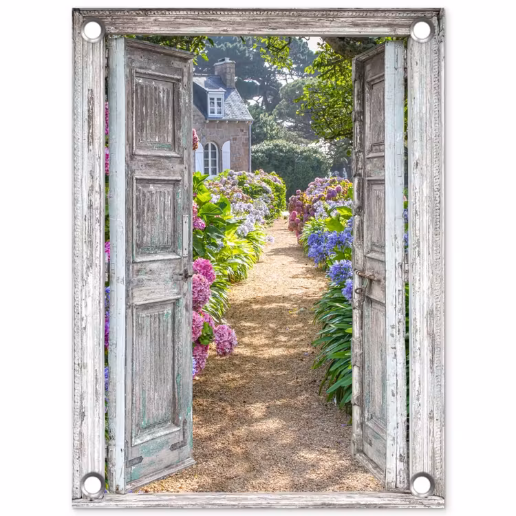 Tuinposter - Deur naar een bloementuin — 1