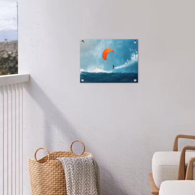Tuinposter - Kitesurfer - Oranje - Zee - Lucht — 3