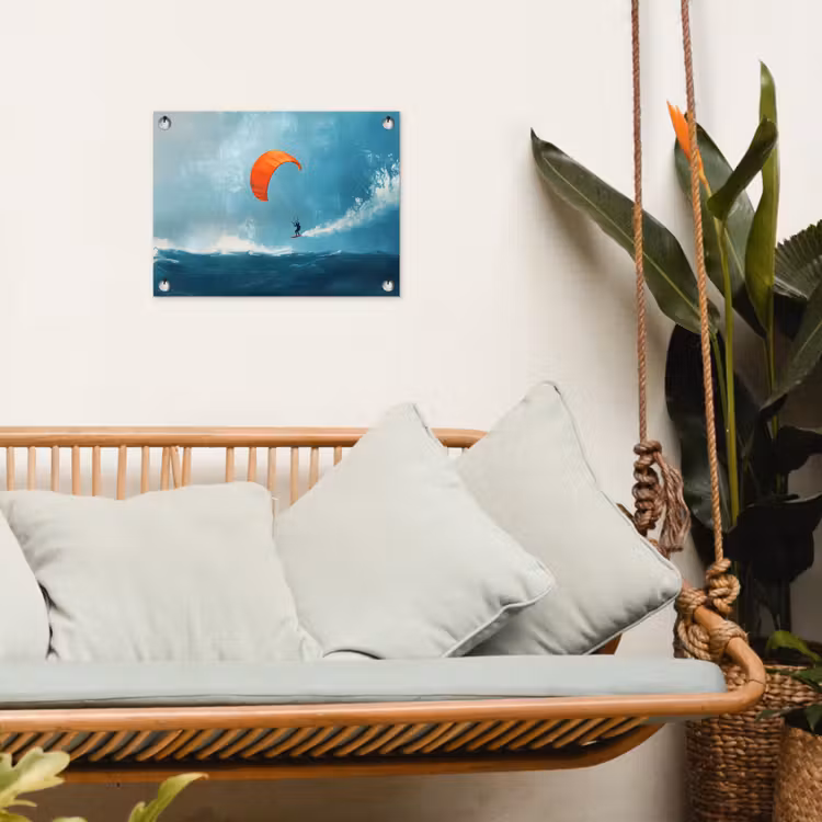 Tuinposter - Kitesurfer - Oranje - Zee - Lucht — 5