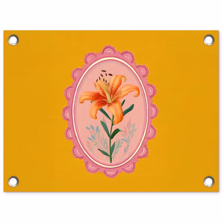 Tuinposter - Lelie - Oranje - Lijst - Ovaal — 1
