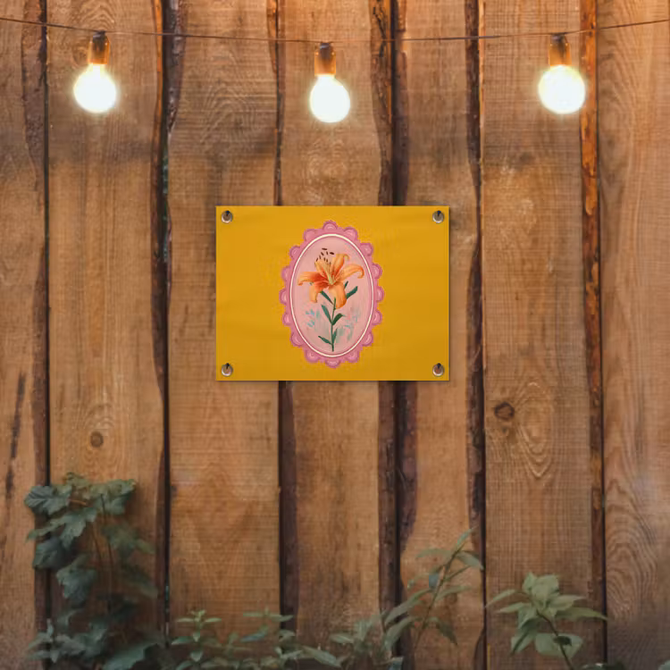 Tuinposter - Lelie - Oranje - Lijst - Ovaal — 2
