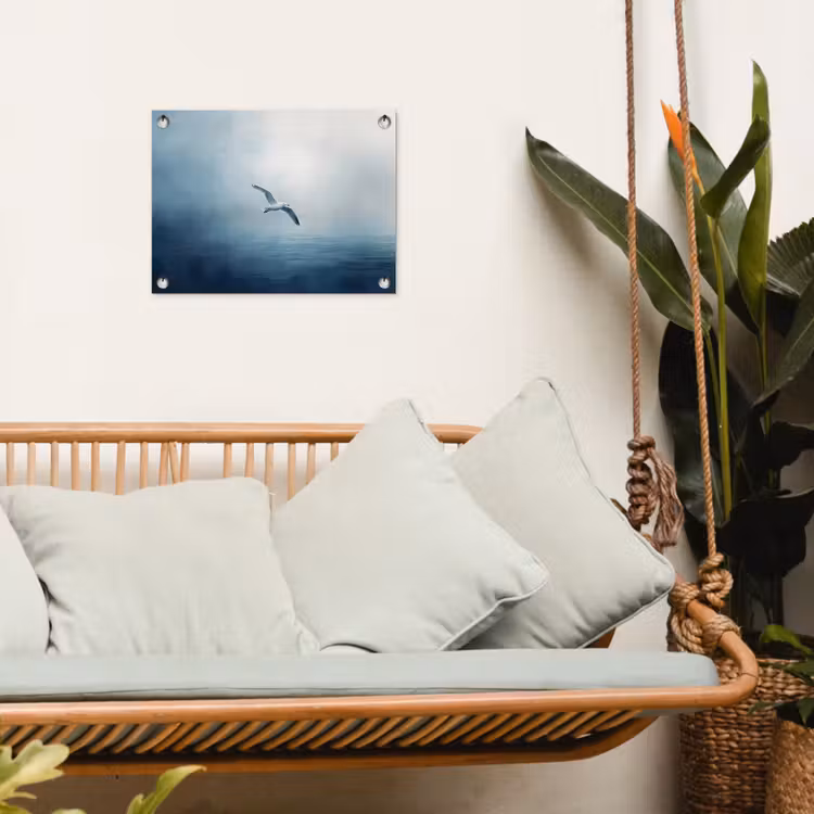 Tuinposter - Meeuw - Wit - Zee - Mistig — 5