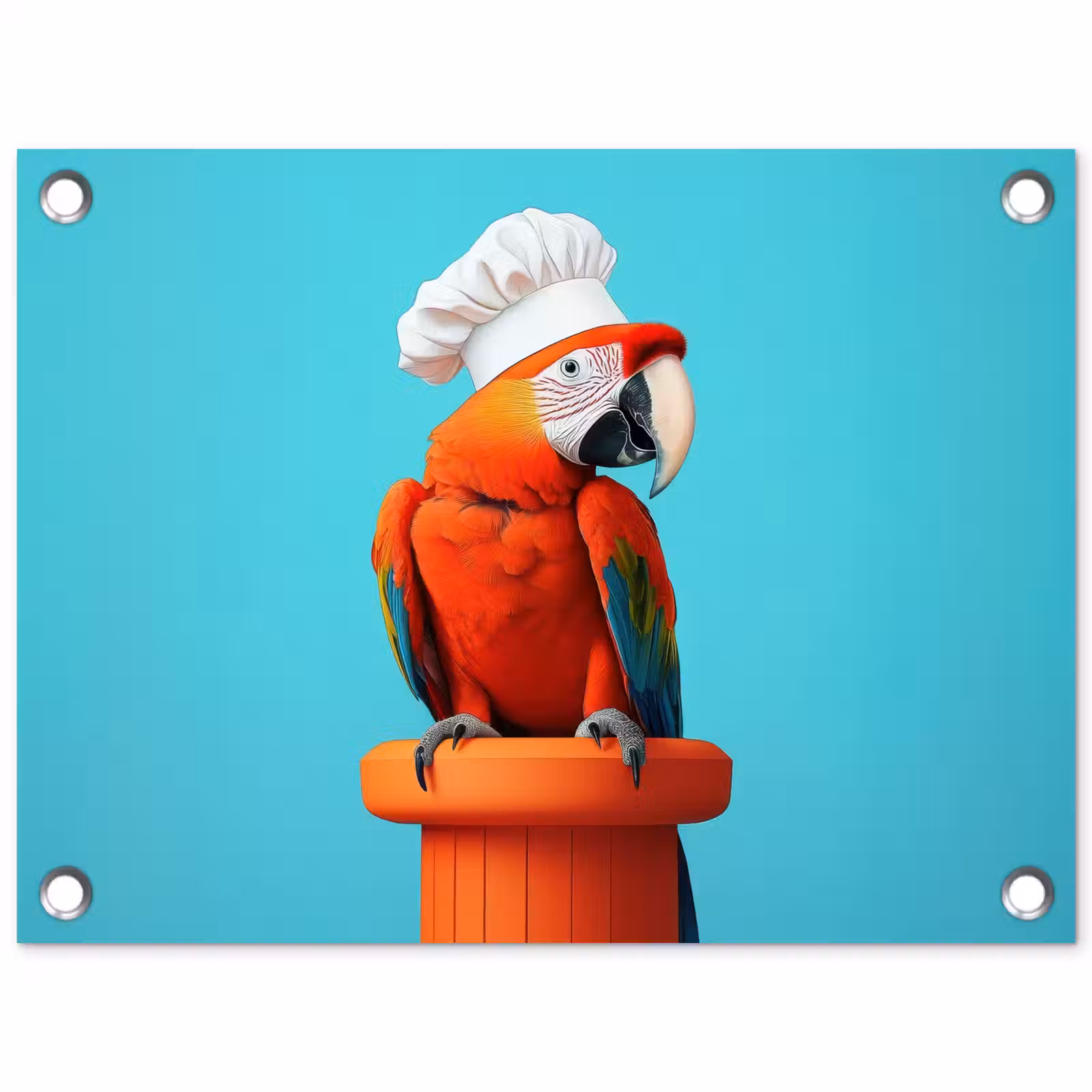 Tuinposter - Ara - Koksmuts - Sokkel - Grappig — 1