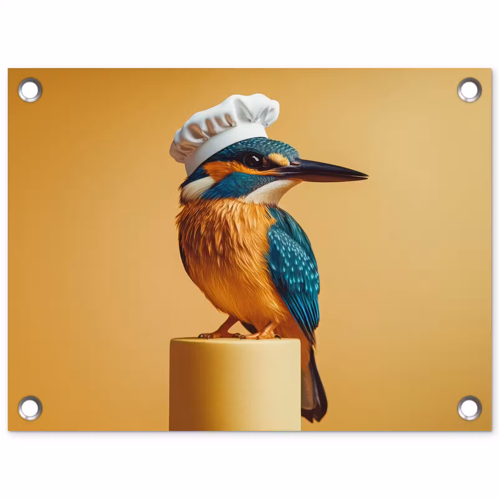 Tuinposter - Ijsvogel - Pilaar - Koksmuts - Vogel — 1
