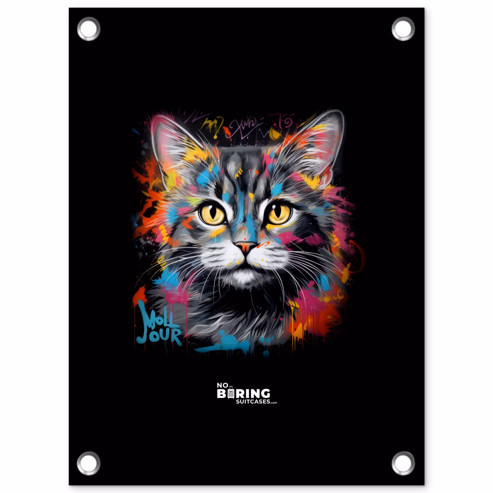 Tuinposter - Kat met kleurrijke penseelstreken — 1