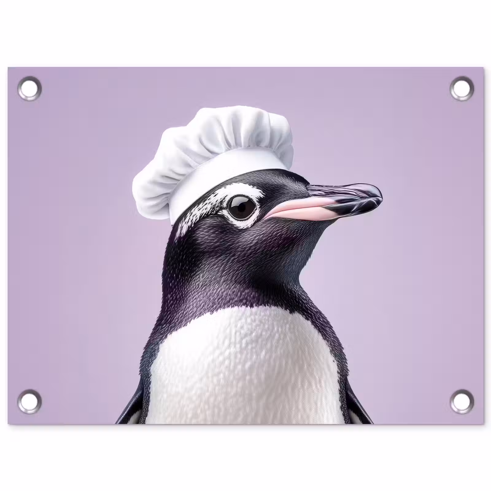 Tuinposter - Pinguïn - Koksmuts - Lief - Paars — 1