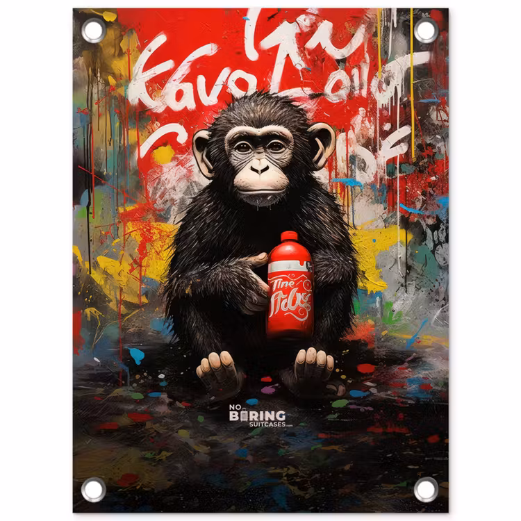 Tuinposter - Chimpansee voor graffiti muur — 1
