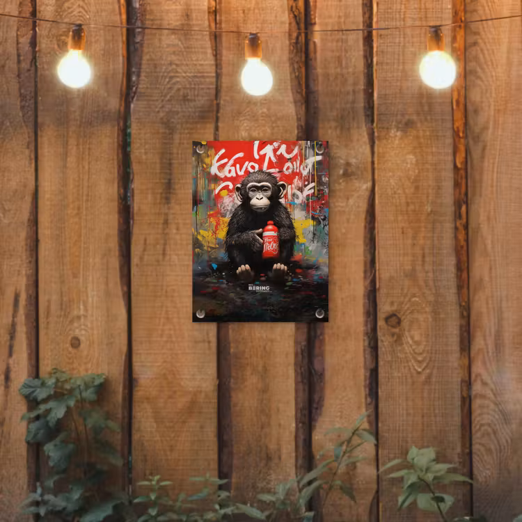 Tuinposter - Chimpansee voor graffiti muur — 2
