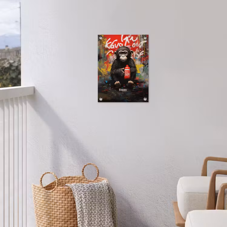 Tuinposter - Chimpansee voor graffiti muur — 3