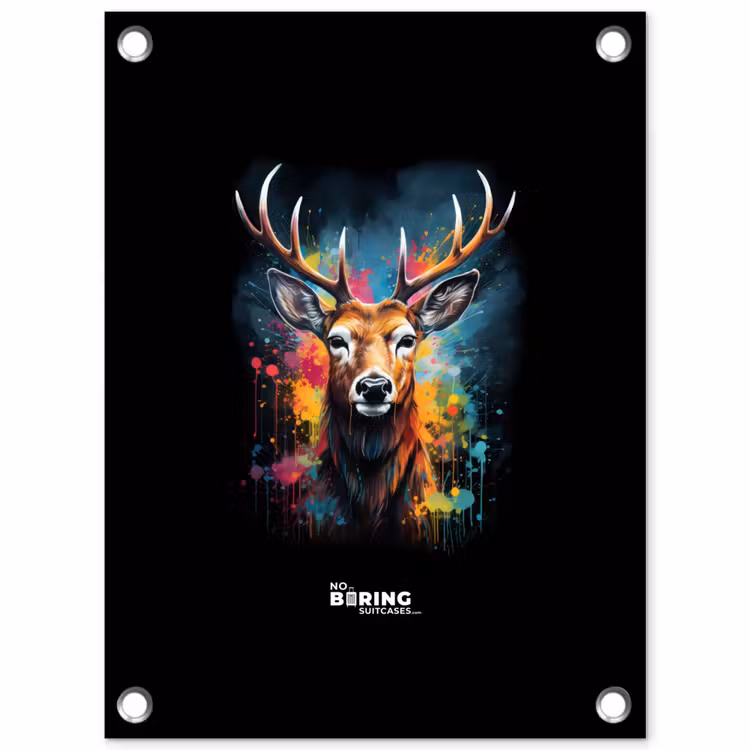 Tuinposter - Hert met gewei tussen graffiti spray — 1