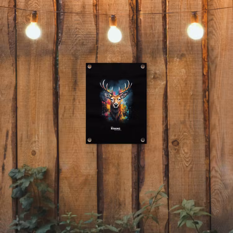 Tuinposter - Hert met gewei tussen graffiti spray — 2