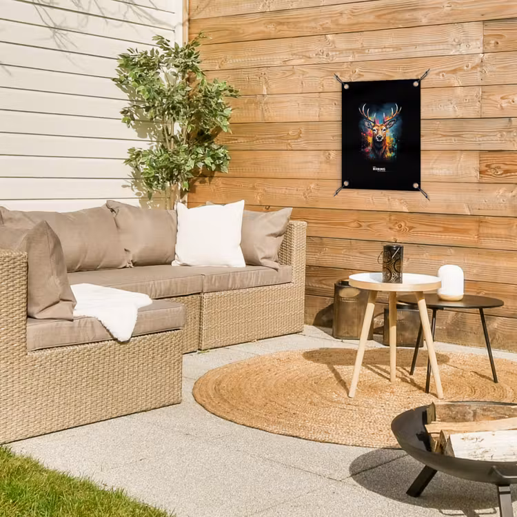Tuinposter - Hert met gewei tussen graffiti spray — 4