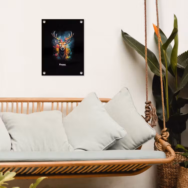 Tuinposter - Hert met gewei tussen graffiti spray — 5