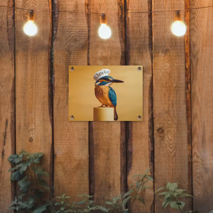 Tuinposter - Ijsvogel - Pilaar - Koksmuts - Vogel — 2