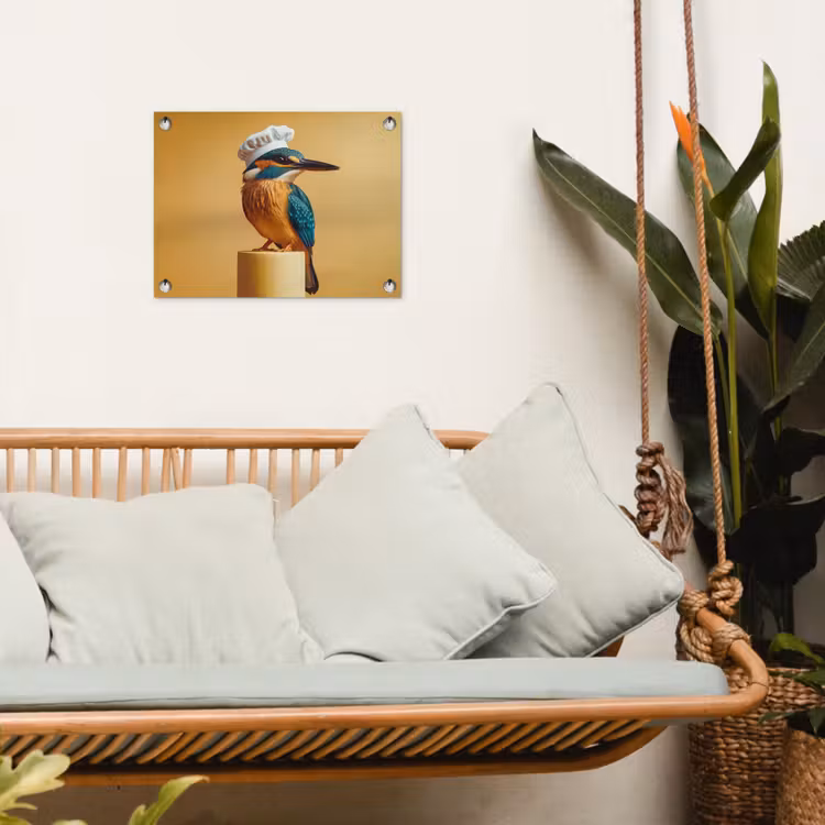 Tuinposter - Ijsvogel - Pilaar - Koksmuts - Vogel — 5