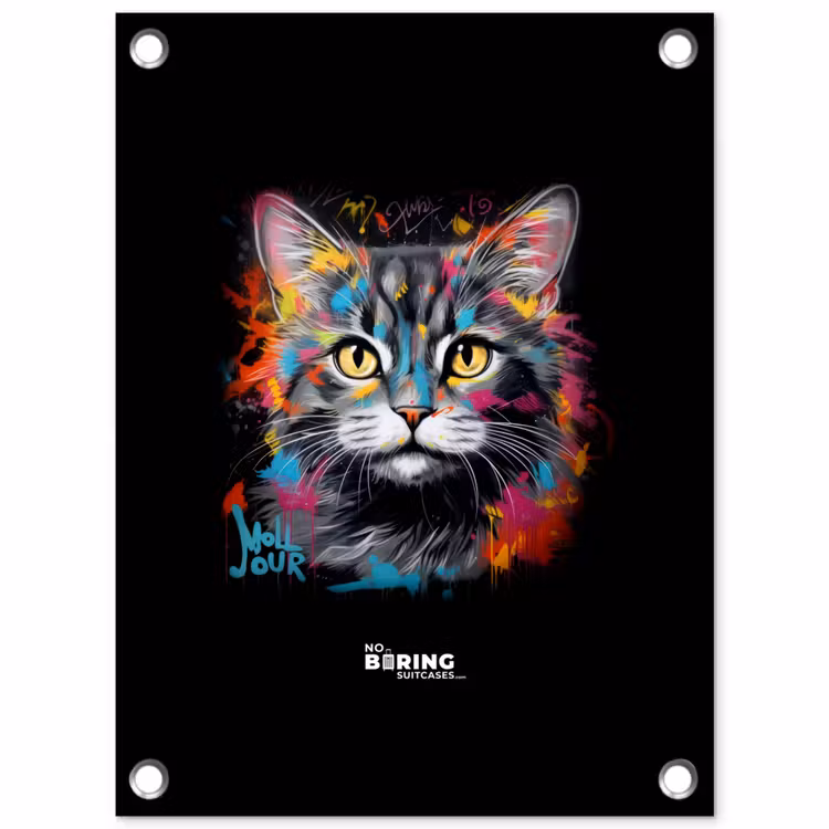 Tuinposter - Kat met kleurrijke penseelstreken — 1