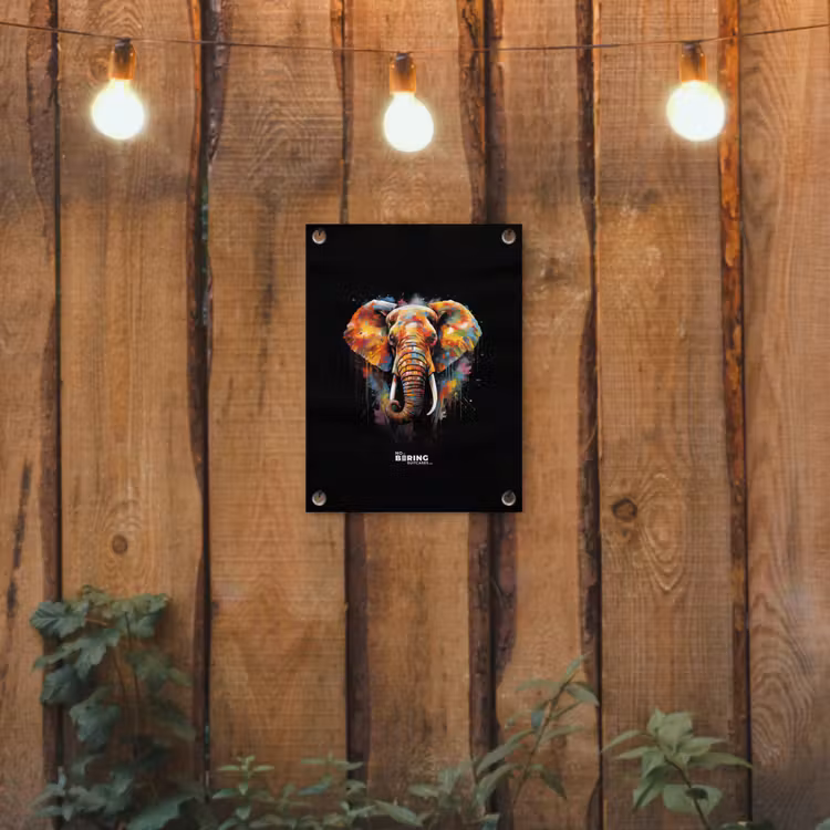 Tuinposter - Olifant versierd met kleurrijke spetters — 2