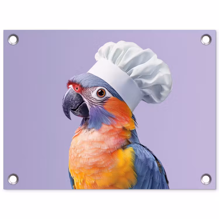 Tuinposter - Papegaai - Koksmuts - Paars - Cute — 1