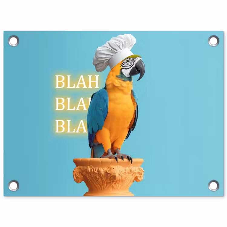 Tuinposter - Papegaai - Koksmuts - Quote - Neon — 1
