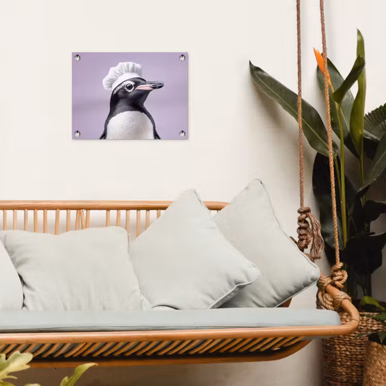 Tuinposter - Pinguïn - Koksmuts - Lief - Paars — 5