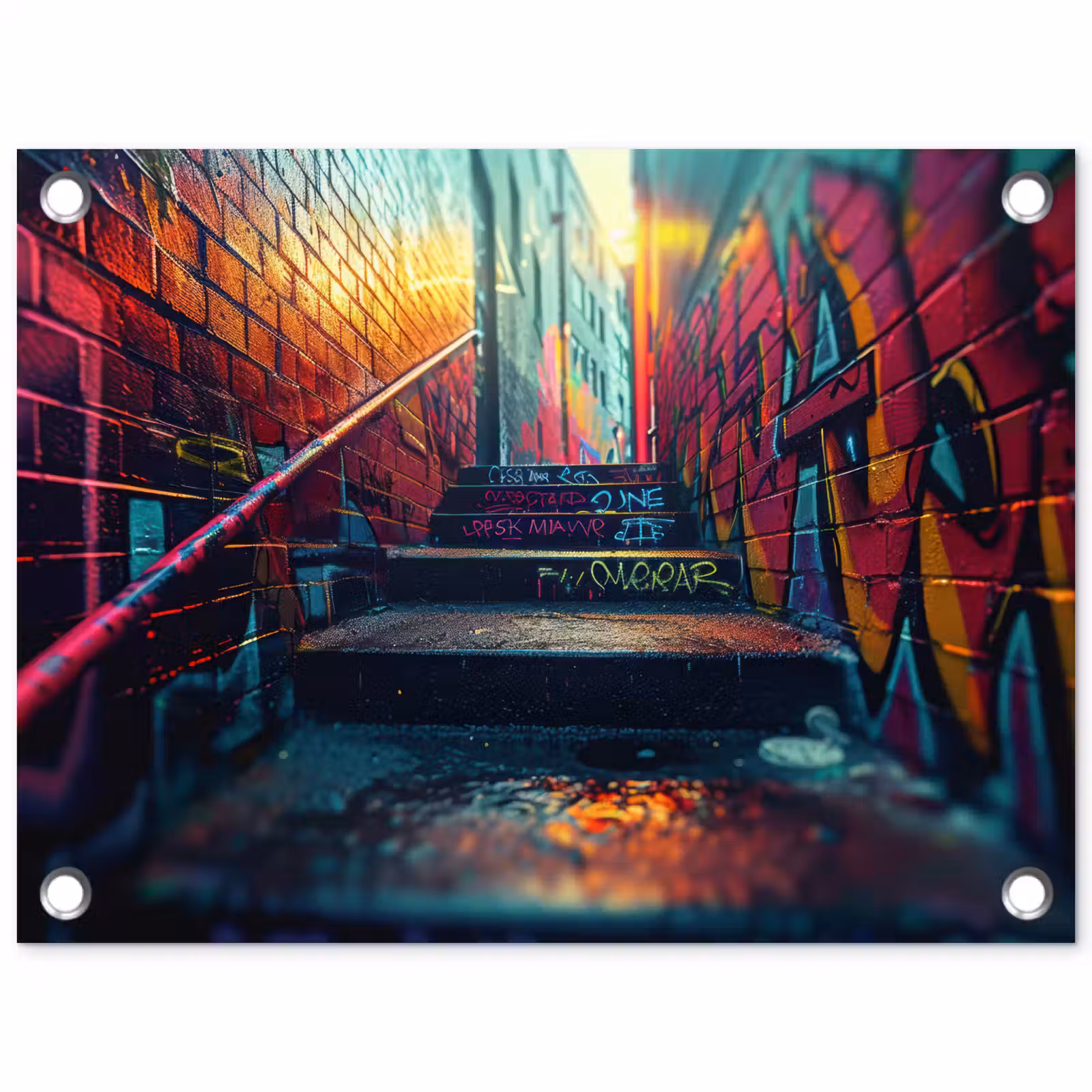 Tuinposter - Architectuur - Neon - Trap - Graffiti — 1