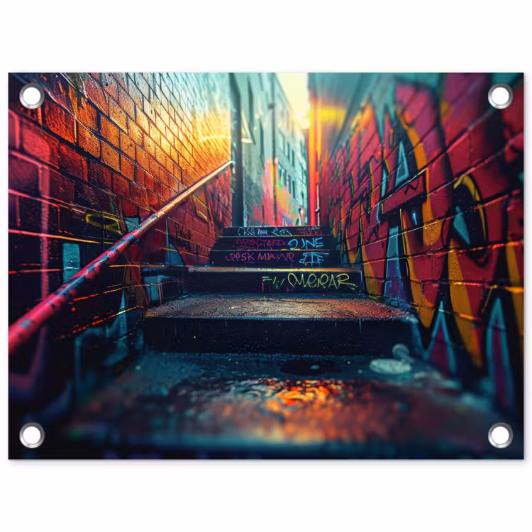Tuinposter - Architectuur - Neon - Trap - Graffiti — 1