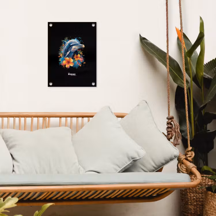 Tuinposter - Dolfijn te midden van graffiti bloemen — 5