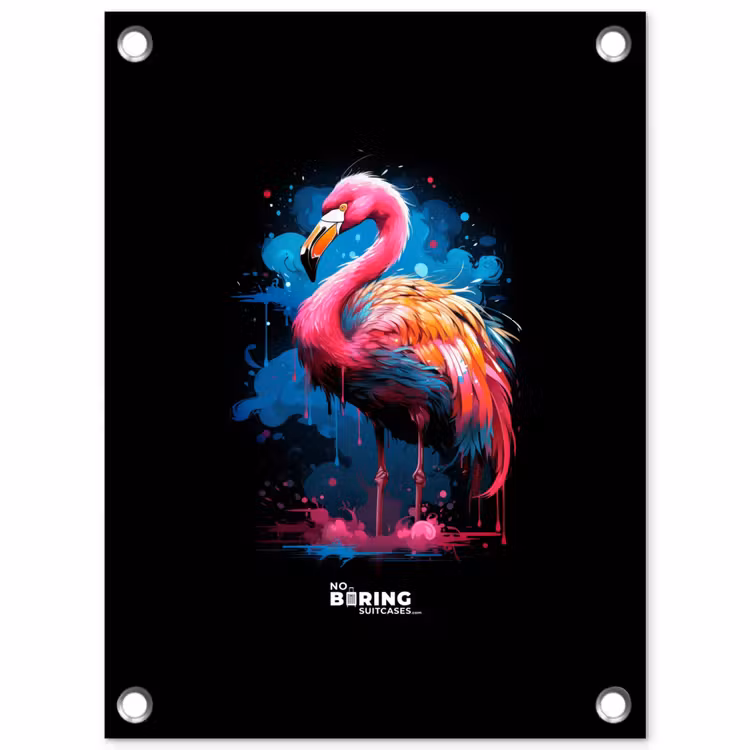 Tuinposter - Gekleurde flamingo voor een verfexplosie — 1