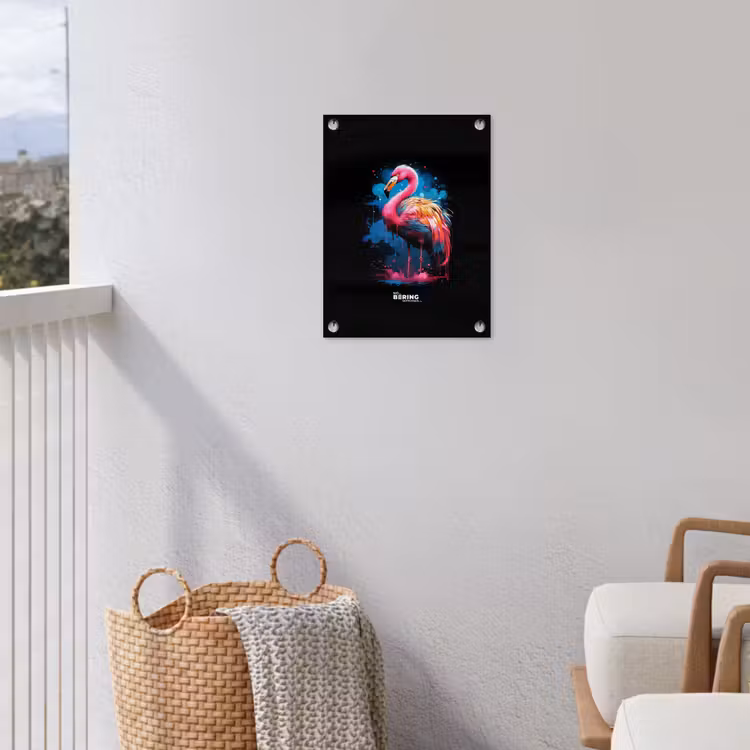 Tuinposter - Gekleurde flamingo voor een verfexplosie — 3