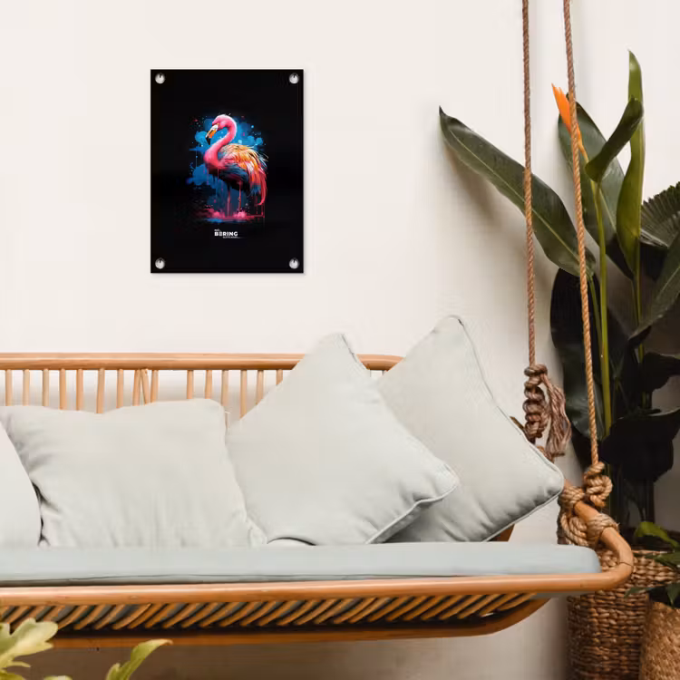 Tuinposter - Gekleurde flamingo voor een verfexplosie — 5