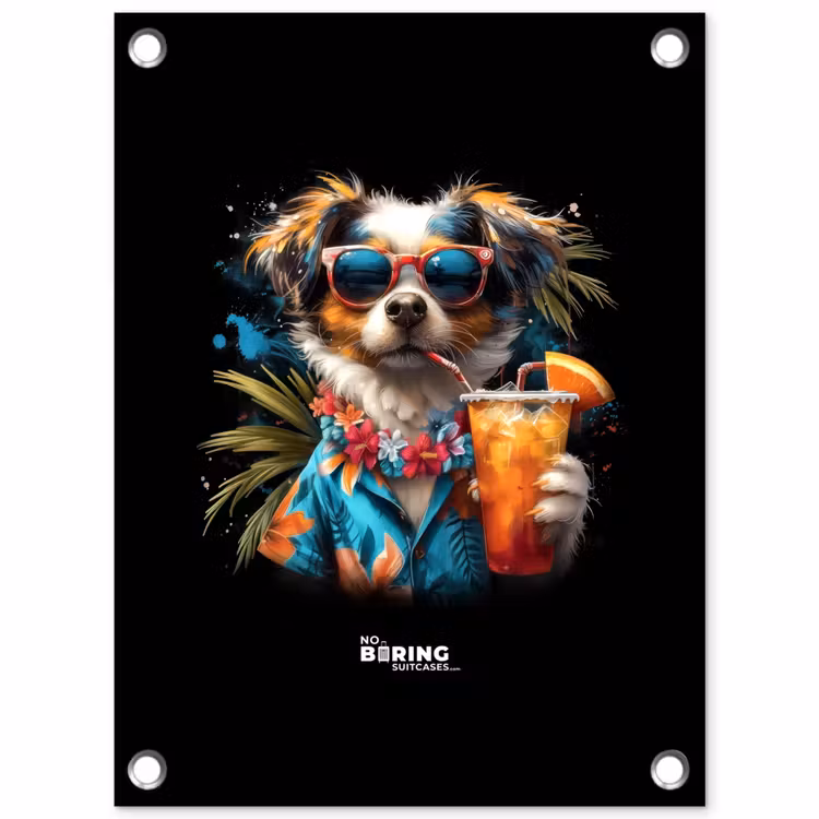 Tuinposter - Hond in tropische sferen — 1