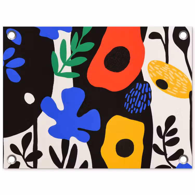 Tuinposter - Bloemen - Bladeren - Abstract - Zwart — 1