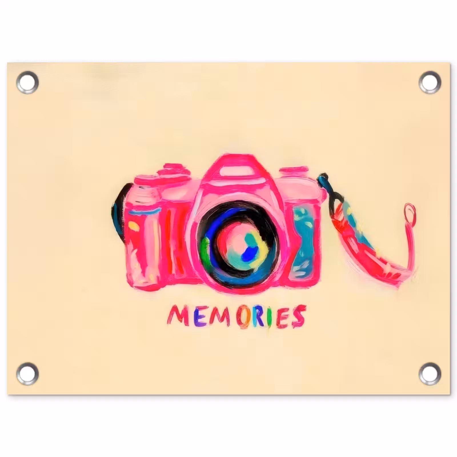 Tuinposter - Camera - Memories - Roze - Geschilderd — 1