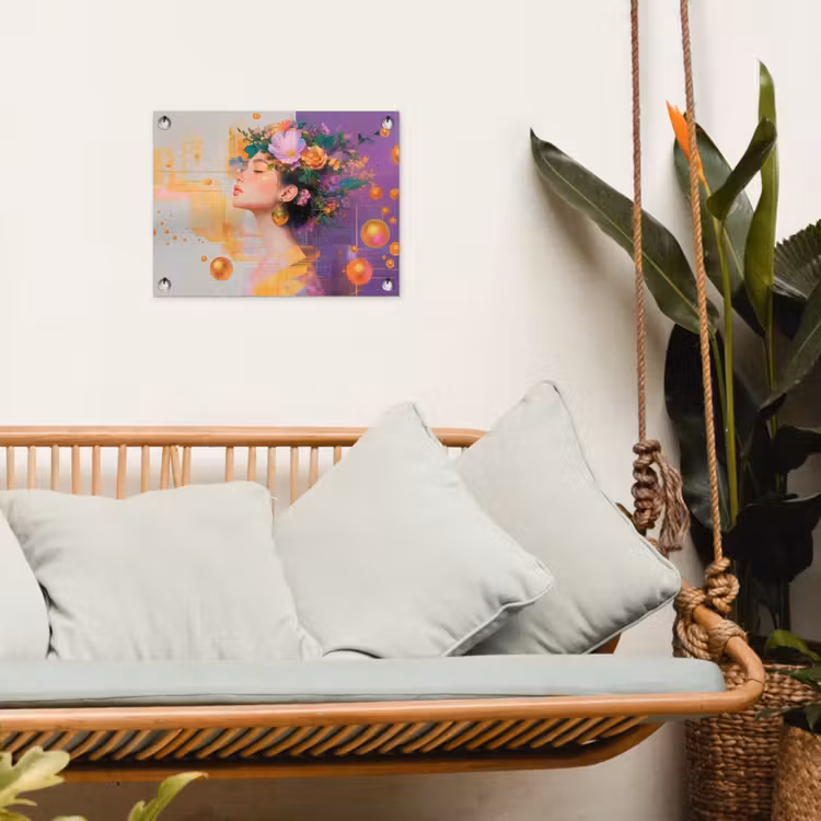 Tuinposter - Abstract - Vrouw - Bloemenkroon - Goud — 5