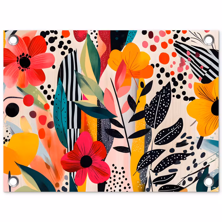Tuinposter - Bloemen - Bladeren - Abstract - Kleurrijk — 1