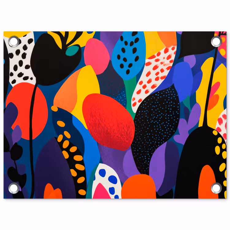 Tuinposter - Bloemen - Bladeren - Abstract - Rood — 1