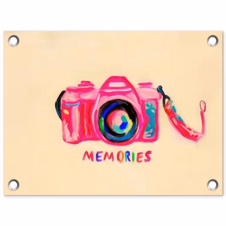 Tuinposter - Camera - Memories - Roze - Geschilderd — 1